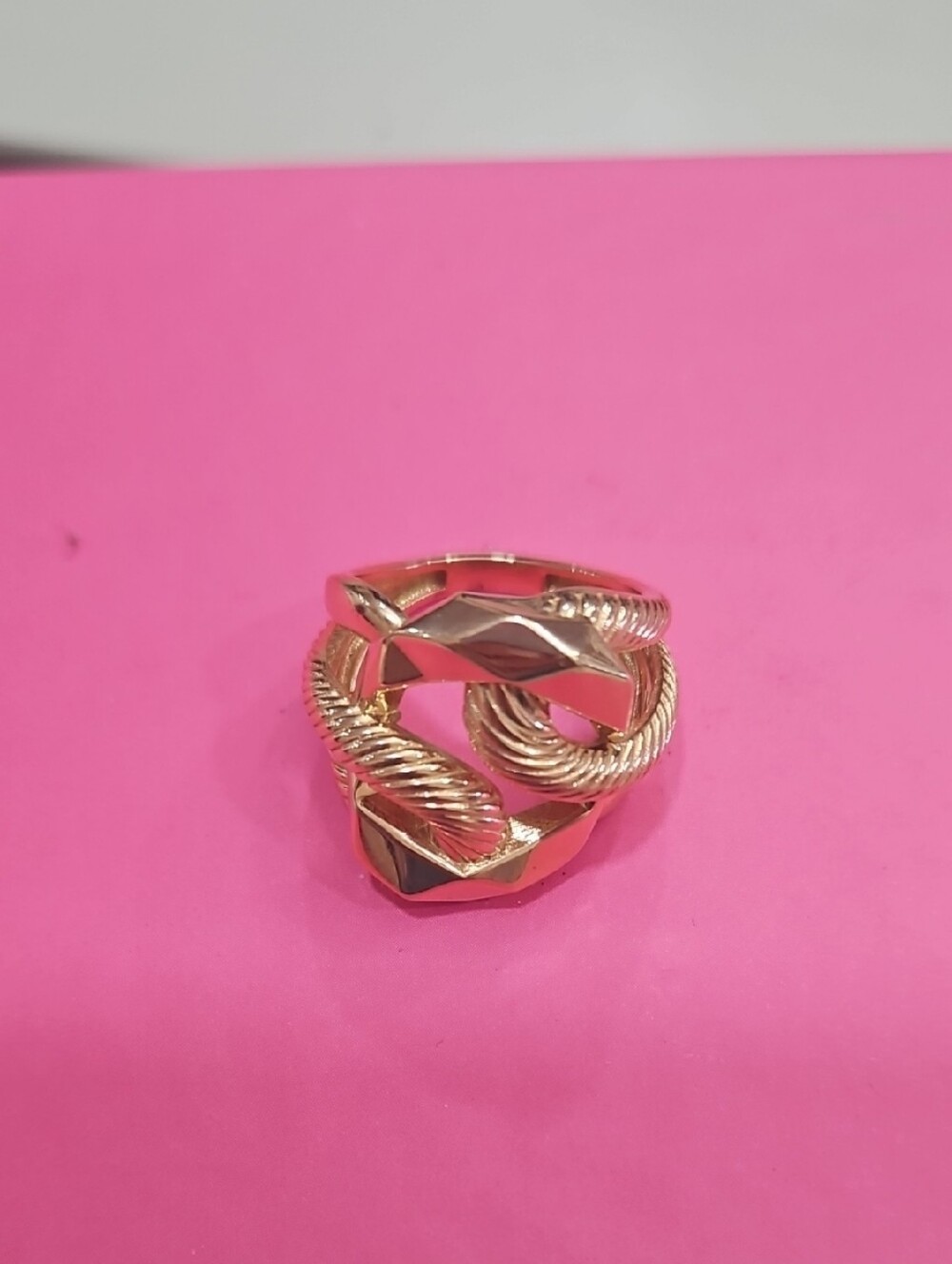 New Gold Twisted Rope Statement  18k Solid  Gold Ring . Size 8
